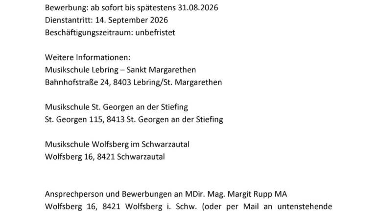 Stellenausschreibung für Gitarre/E-Gitarre